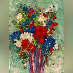 ORIGINAL ACRYLIC FLORAL PAINTING SIZE 16H x 12W inch canvas